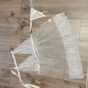XL White Lace Lingerie Dress with Matching Thong